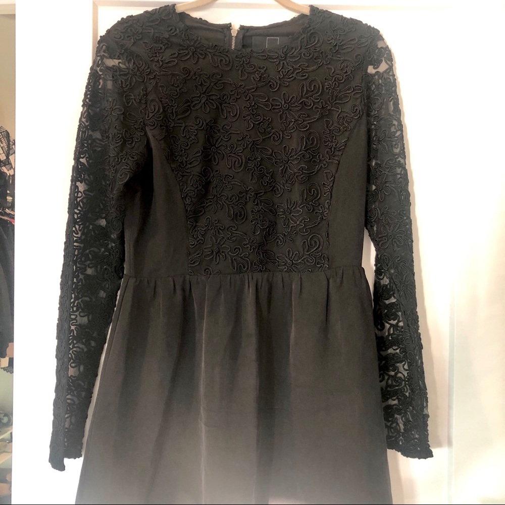 Dolce Vita Black Dress w Sheer Sleeves and Detail
